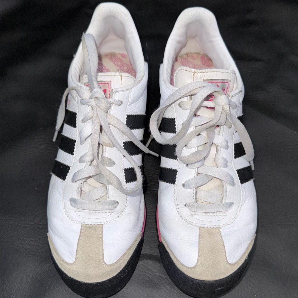 Adidas‎ Samoa White Black Pink Leather Sneakers Womens 8 Retro